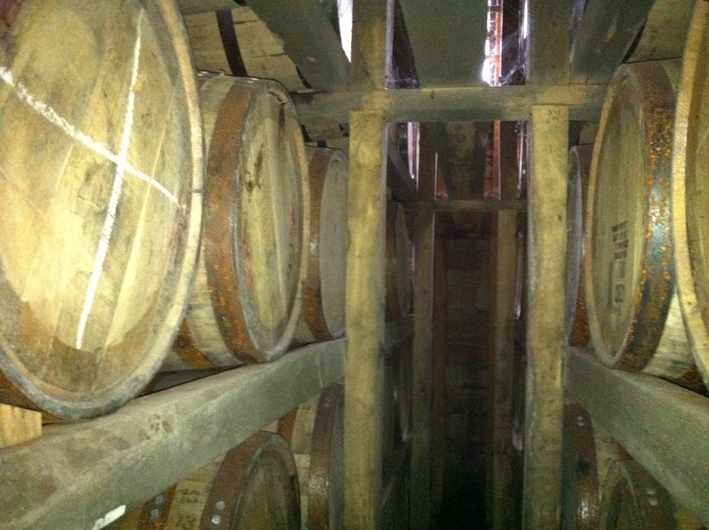 Barrels of Bourbon Aging