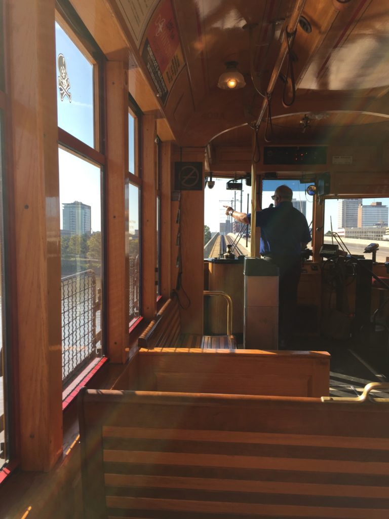 Inside the Streetcar going over the Arkansas River
