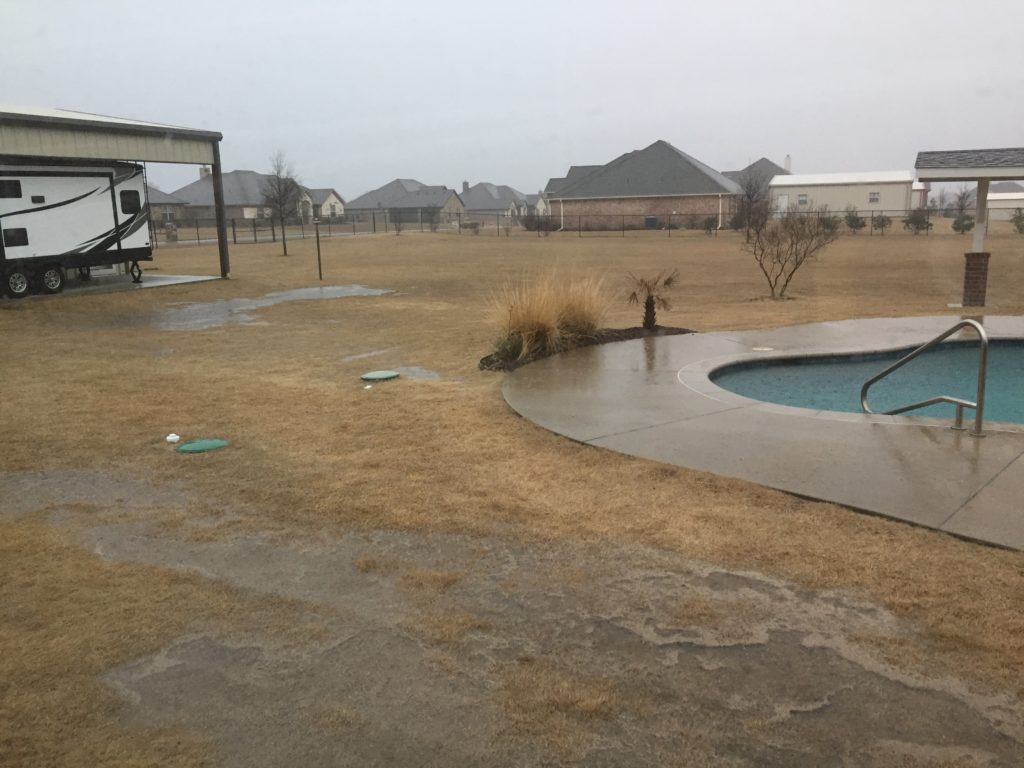 The backyard is under water, there is no stop to the rain