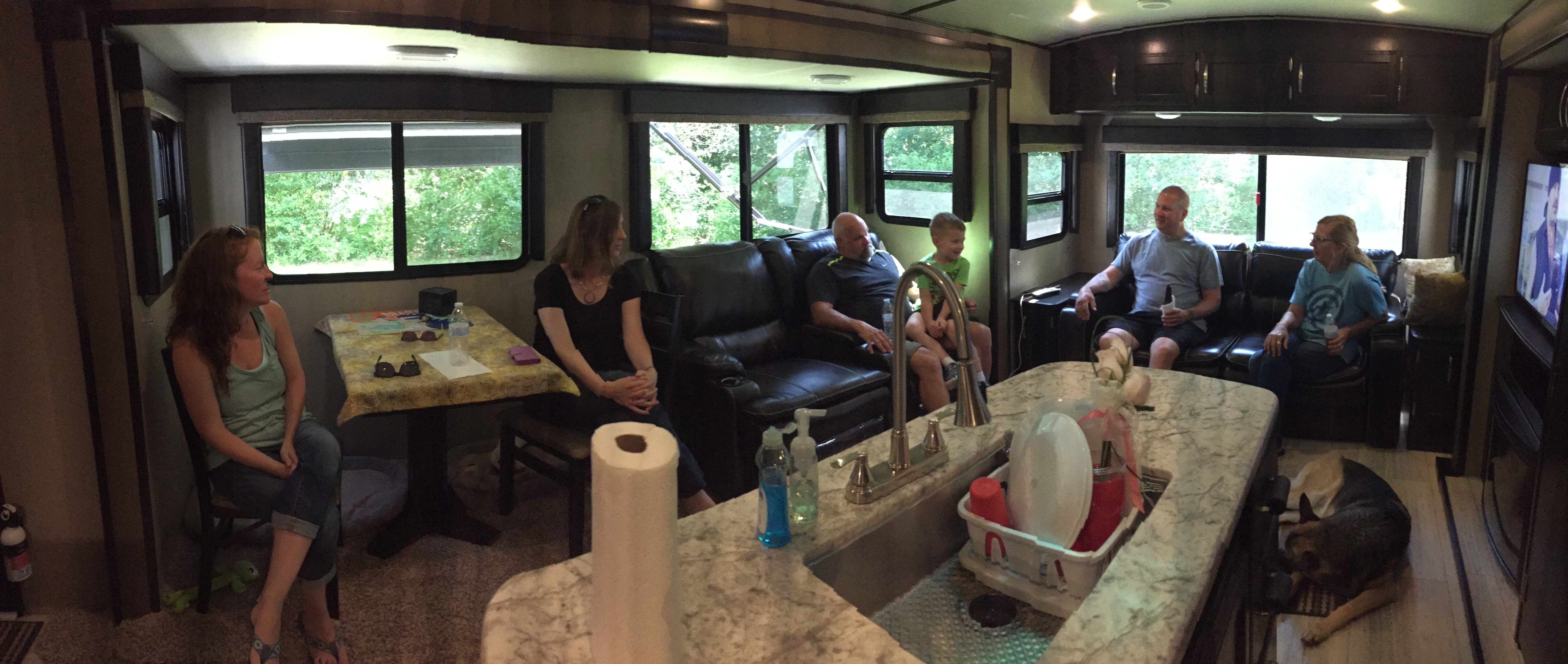Hanging out in the trailer with Family and Friends