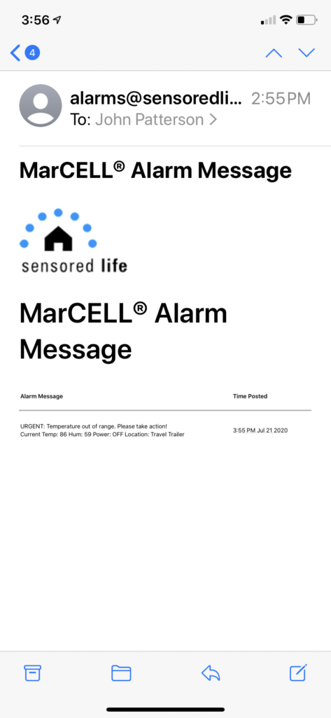 Sample of Email Alert